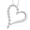 Pompeii3 10k White Gold 1" Tall Diamond Heart Pendant Women's Necklace In Silver