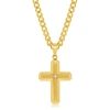 Blackjack Stainless Steel Brushed & Polished W/ Single Cz Cross Necklace - Gold Plated In White