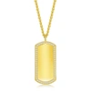 Blackjack Stainless Steel Cz Dog Tag Id Necklace - Gold Plated In Yellow