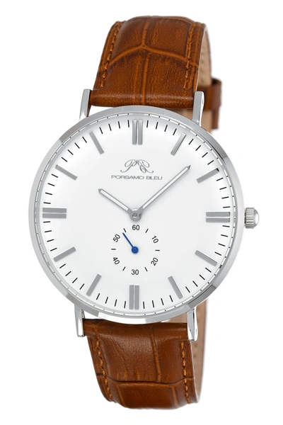 Porsamo Bleu Henry Men's Leather Watch In Brown / White