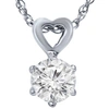 Pompeii3 1/2ct Solitaire Round Diamond Heart Pendant 14k White Gold & 18" Chain In Silver