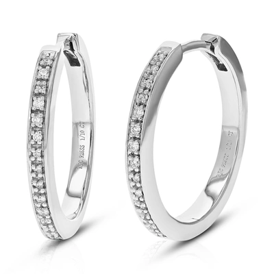 Vir Jewels 1/10 Cttw Round Cut Lab Grown Diamond Prong Set Hoop Earrings In .925 Sterling Silver 3/4 Inch