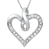Pompeii3 1/4ct Diamond Curve Heart Shape Pendant Necklace In White, Yellow, Or Rose Gold In Silver