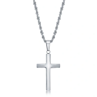 Blackjack Mens Stainless Steel Cross Necklace In Silver