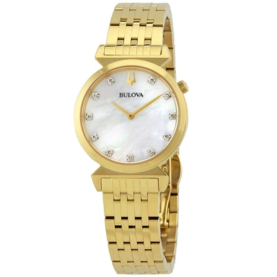 Bulova Women's Mother Of Pearl Dial Watch In Gold