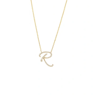 Monary Diamond Script Initial Necklace (yg/ 16+2") In White