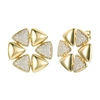 Rachel Glauber Rg Large 14k Gold Plated With Diamond Cubic Zirconia Pave Modern Abstract Flower Stud Earrings In Beige