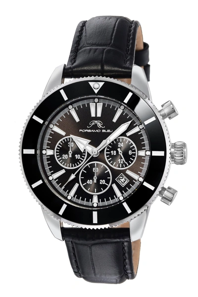 Porsamo Bleu Brandon Men's Leather Silver And Black Watch 1012abrl