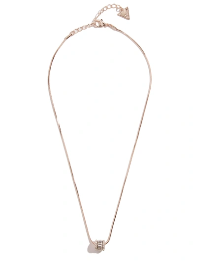 Guess Factory Sparkle Barrel Necklace In Gold