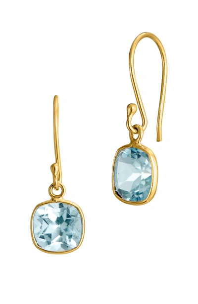 Savvy Cie Jewels 18k Gold Plated Blue Topaz 2.50 Carat French Wire Earrings