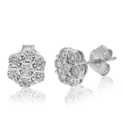 Vir Jewels 1/3 Cttw Stud Earrings For Women, Round Lab Grown Diamond Stud Earrings- Height: 5 Mm, Width: 5 Mm In Grey