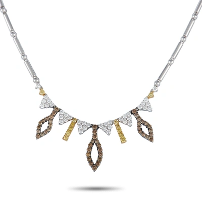 Non Branded Lb Exclusive 18k White Gold 2.59ct Multi-diamond Necklace In Black