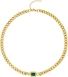 Liv Oliver 18k Gold Chain Emerald-cut Green Necklace In Gold