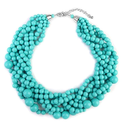 Liv Oliver Turquoise Statement Necklace In Blue