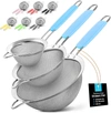 Zulay Kitchen Premium Stainless Steel Fine Mesh Strainer Set In Blue