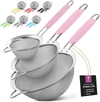 Zulay Kitchen Premium Stainless Steel Fine Mesh Strainer Set In Pink