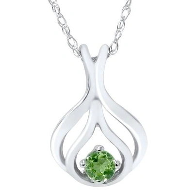 Pompeii3 Solitaire Peridot Pendant 10k White Gold In Green