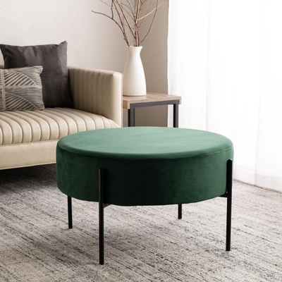 Safavieh Lisbon Round Cocktail Ottoman In Green