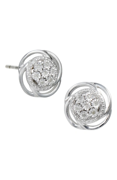 Savvy Cie Jewels Sterling Silver Bright Cut Diamond Swirl Stud Earrings