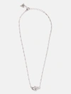 Guess Factory Rose Gold-tone Interlocking Hearts Necklace In Silver