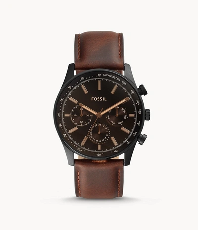 Fossil Men's Sullivan Multifunction, Black-tone Stainless Steel Watch In Brown
