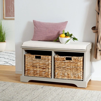 Safavieh Freddy Wicker Storage Bench In Grey