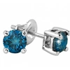 Pompeii3 2 1/10ct Blue Diamond Studs 14k White Gold In Blue