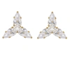A & M 14k Gold Dainty Cubic Zirconia Cluster Stud Earrings In Silver