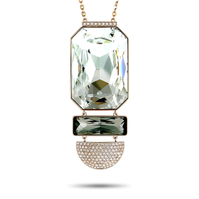 Swarovski Stainless Steel Rose Gold-plated And Crystal Pendant Long Chain Necklace In Multi-color
