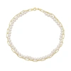 Liv Oliver 18k Layer Link & Pearl Necklace In Silver