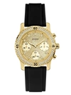 GUESS FACTORY GOLD-TONE AND BLACK MULTIFUNCTION WATCH