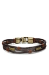 Stephen Oliver Gold & Brown Leather Bracelet In Brown
