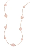 Liv Oliver Rose Gold Plated Rose Quartz Gemstone Necklace In Pink