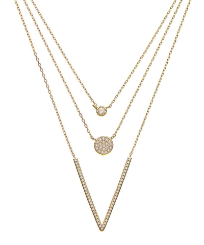 Liv Oliver 18k Gold Multi Layer Cz Necklace