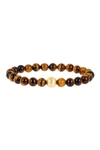 Stephen Oliver 18k Matte Gold Tiger Eye Bracelet In Brown
