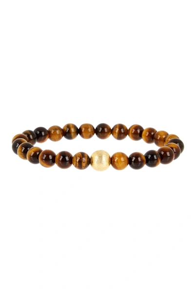 Stephen Oliver 18k Matte Gold Tiger Eye Bracelet In Brown