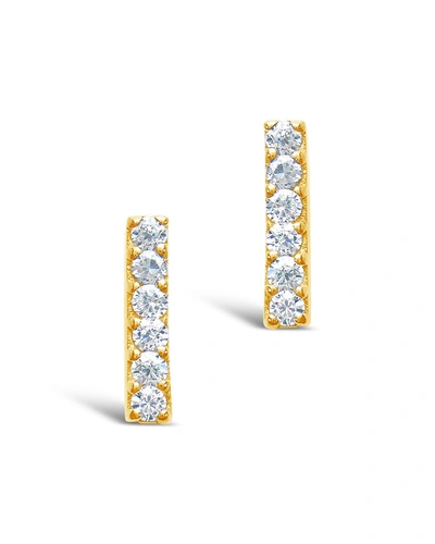 STERLING FOREVER STERLING SILVER CZ BAR STUDS[GOLD]