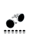 Stephen Oliver Silver Black Tie Cufflink Set