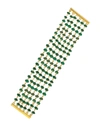 Liv Oliver 18k Gold Multi Strand Emerald Statement Bracelet