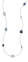 Liv Oliver Sterling Silver Multi Gemstone Necklace In Blue