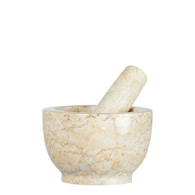 CILIO CHAMPAGNE MARBLE MORTAR & PESTLE, 4-INCH HEIGHT