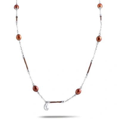 CHARRIOL PEARL STAINLESS STEEL BRONZE PVD BROWN PEARLS LONG NECKLACE
