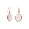 LIV OLIVER 18K ROSE GOLD PLATED ROSE QUARTZ OVAL DROP EARRINGS