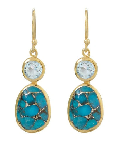 Liv Oliver 18k Over Silver 13.70 Ct. Tw. Gemstone Drop Earrings In Green