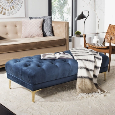 Safavieh Zarya Tufted Rectangular Bench In Blue