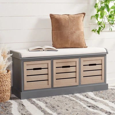 Safavieh Briar Cushioned Storage Bench In Grey