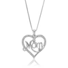 Vir Jewels 1/10 Cttw Lab Grown Diamond Heart And Mom Pendant Necklace .925 Sterling Silver 3/4 Inch With 18 Inc In Silver