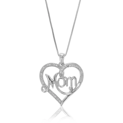 Vir Jewels 1/10 Cttw Lab Grown Diamond Heart And Mom Pendant Necklace .925 Sterling Silver 3/4 Inch With 18 Inc