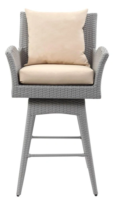 Safavieh Hayes Outdoor Wicker Swivel Armed Counter Stool In Grey