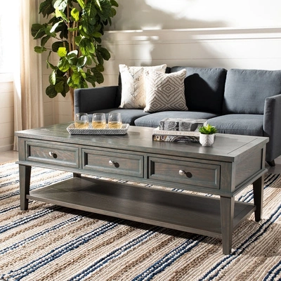 Safavieh Manelin Coffee Table With Storage Drawers In Grey